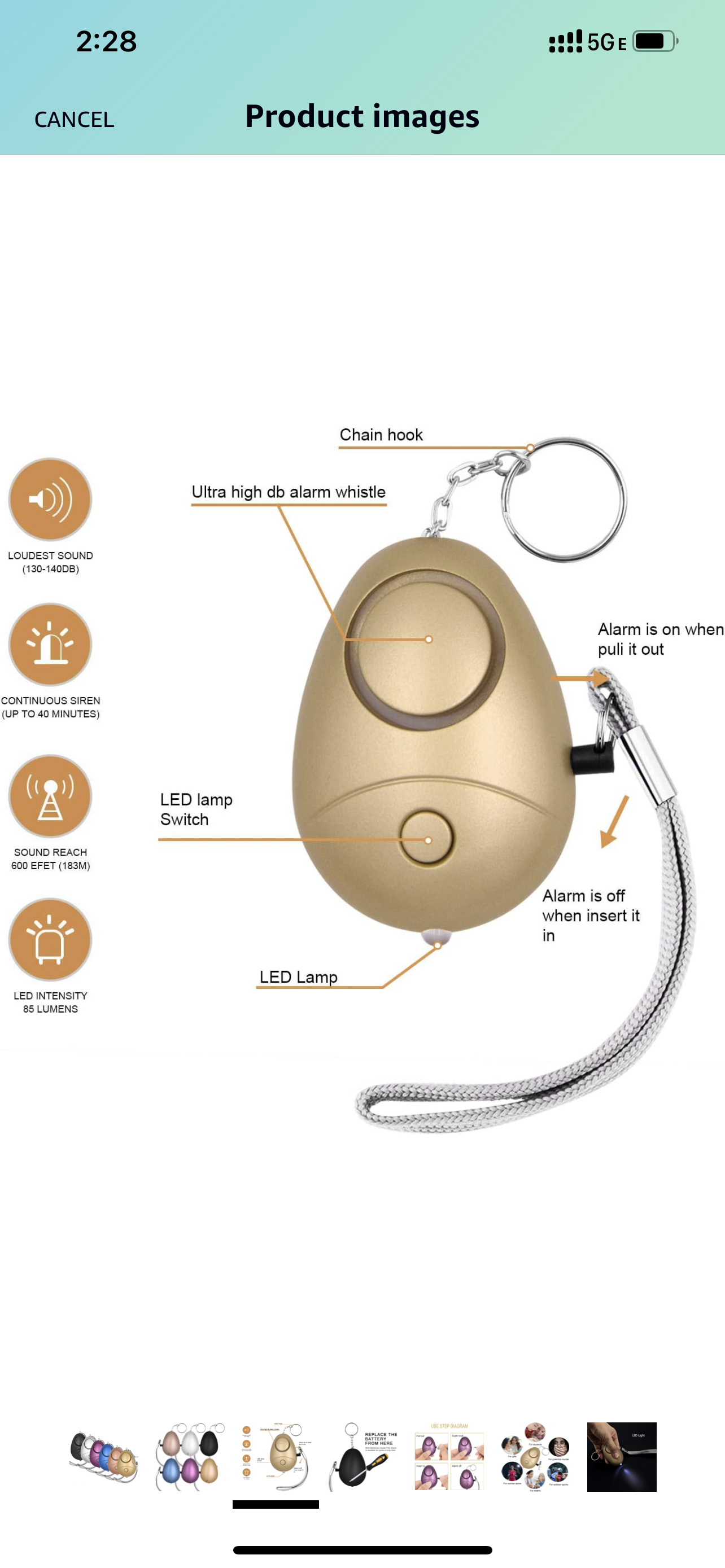 Safety alarm and LED light
