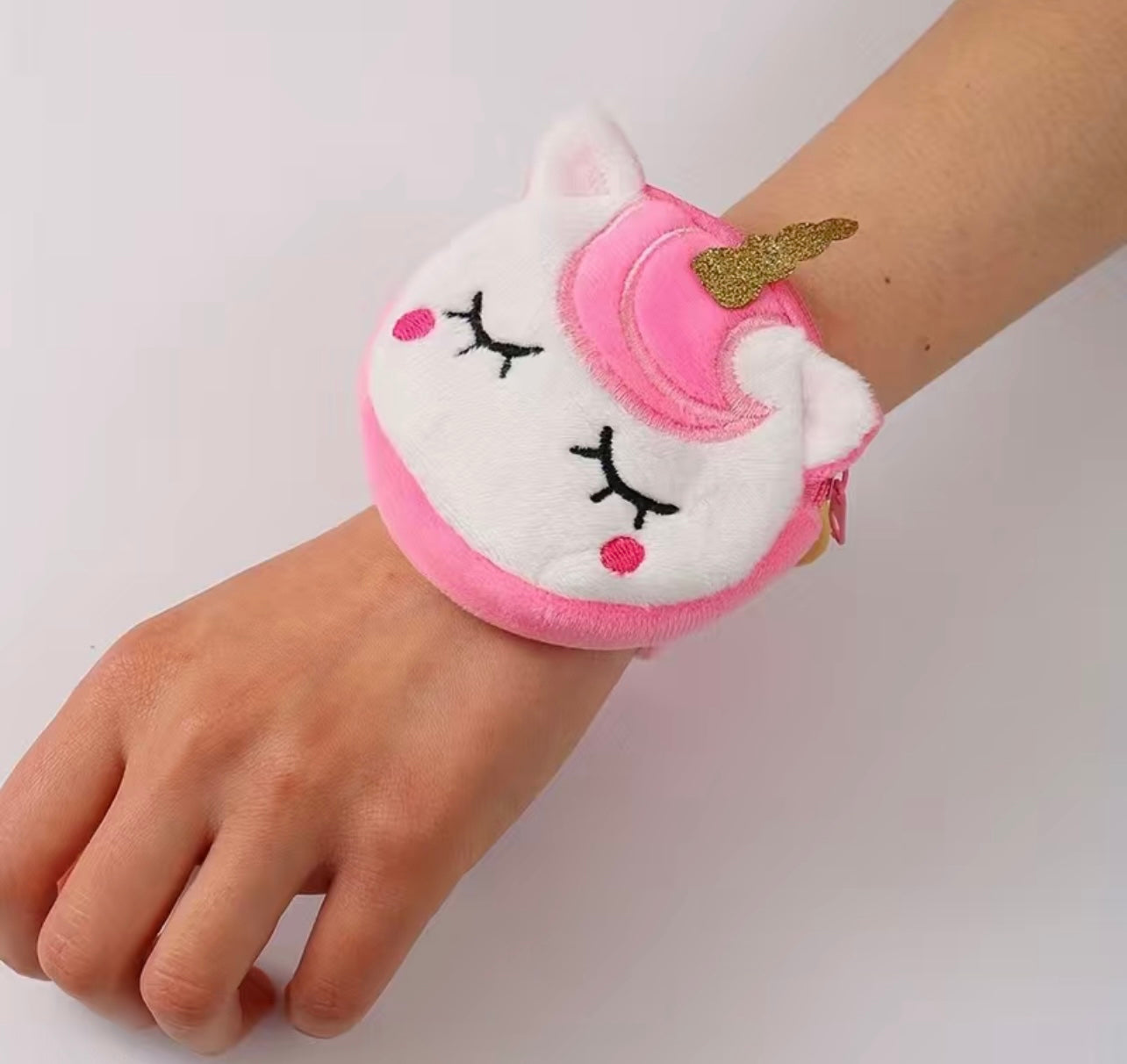 Plush coin purse slap bracelet