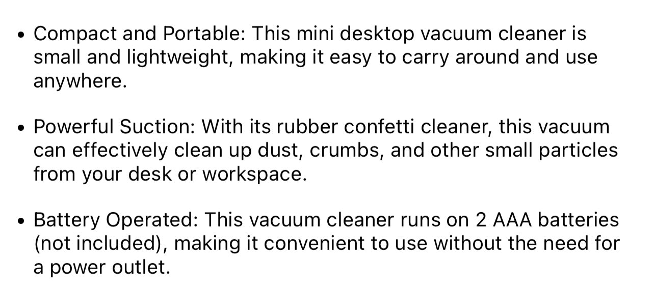 Mini handheld vacuum