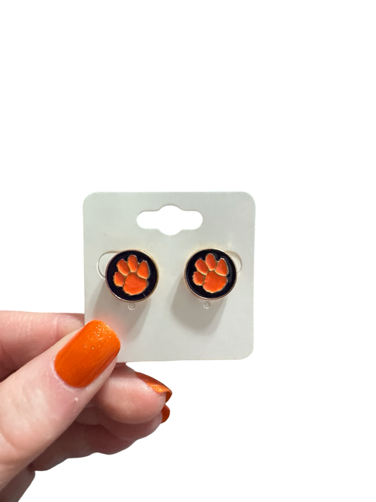 Orange & Black Paw Print Earrings