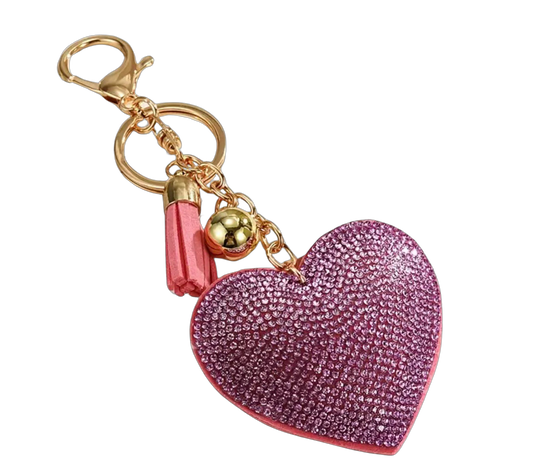 Rhinestone heart keychain